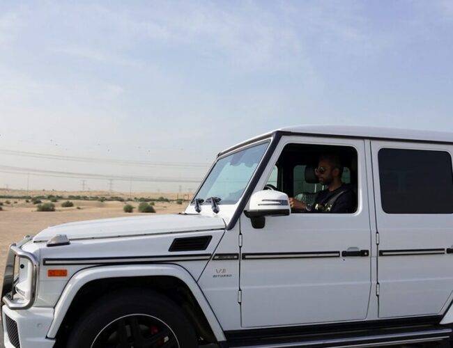 Adeel Chowdhry driving white Mercedes G-Wagon